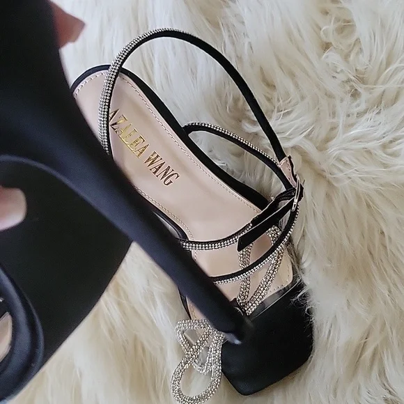 AZALEA WANG Black and Silver Strappy Heels - Picture 5 of 7